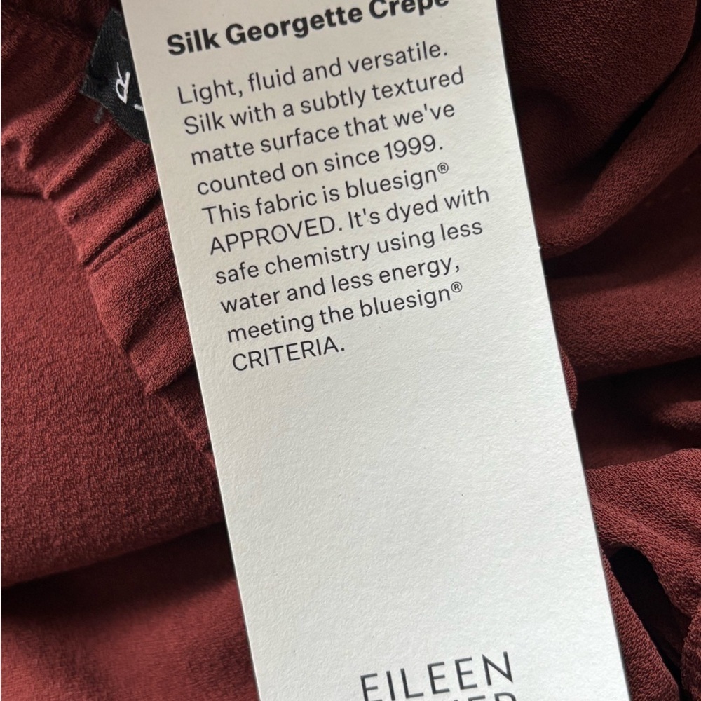 NWT Eileen Fisher silk georgette crepe straight pants large Redwood - Picture 8 of 8